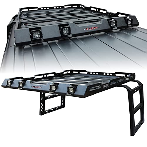 TIOYAR Wrangler Hard Top Basket Roof Rack w/Ladder & 4 LED...