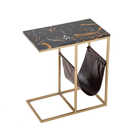 Table d'appoint pour salon de réception en marbre blanc et structure dorée - 2