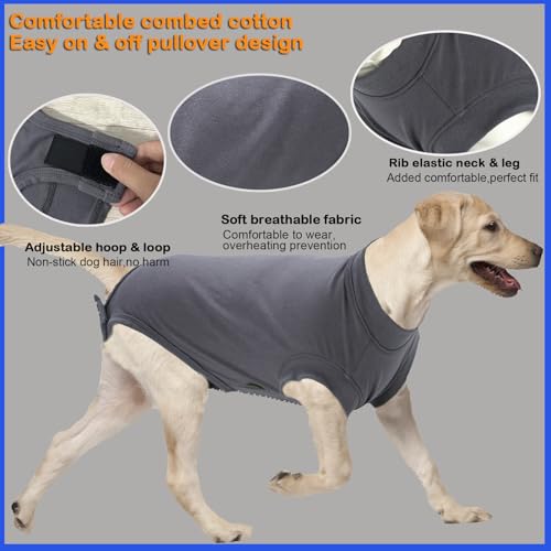 Image of Dog Surgery Recovery Suit, Recovery Suit for Dogs Male Female Spay & Neuter, Anti-Licking Surgical Onesie for Dogs After Surgery Wear, Dog Cone Alternative (Blank Grey, XL)