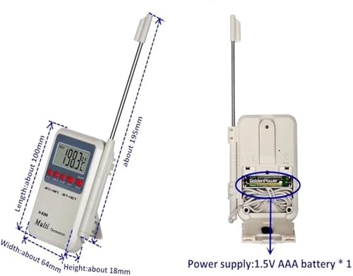 Image of LABART Plastic Multi Stem Digital Thermometer -50~300? with External Sensing Probe and Portable LCD Digital, Accurate Fast Precise Response, Pack Of 1