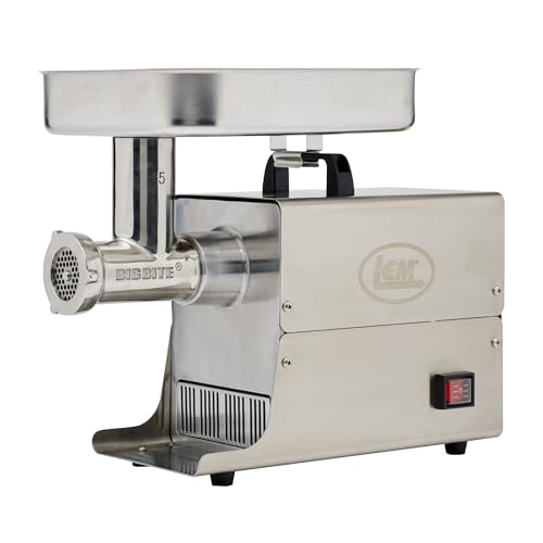 LEM Products BigBite #5 Meat Grinder, 0.35 HP Stainless Steel Electric Meat Grinder Machine, Ideal for Occasional Use