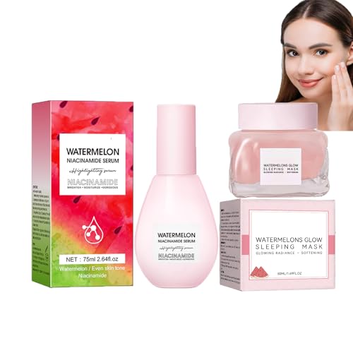 Dyceittdia Watermelon Hidratante, 75ml Suero de Niacinamida y 50ml Crema facial de sandía, Hidratación, Blanqueamiento y Luminosidad, cream4