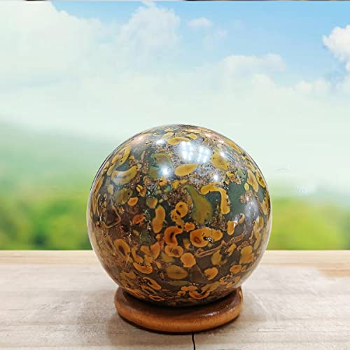 Image of Shubhanjali Healing Crystal Stone Sphere Vastu Natural Ajooba Jasper Crystal Sphere Ball Crystal Ajooba Jasper Stone Sphere for Home Decor Showpieces Table Decor Meditation 350-400 Gm