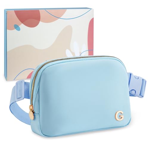 COSHAYSOO Tween Girls Birthday Gifts Easter Basket Stuffers Initial Fanny Pack Purse for Preteen Teen Girl 8-10 10-12 8-12 12-14 14-16, Teenager Crossbody Belt Bag Teenage Girly Stuff Blue Letter G