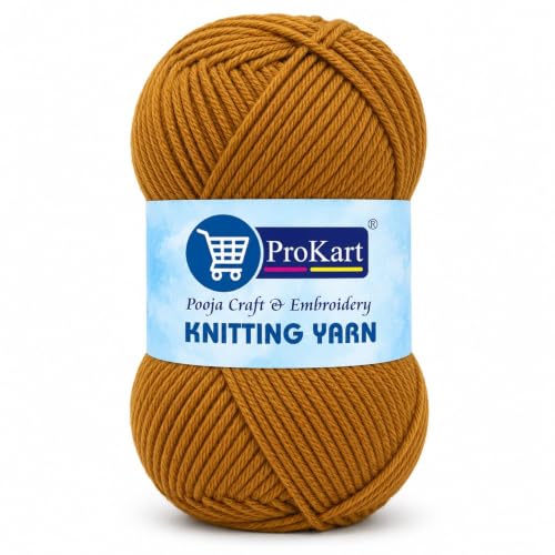 Image of ProKart Premium Woolen 4 Ply Hand Knitting Wool Yarn | Fine Weight Soft Yarn for Sweater, Scarf, Hat, Baby Clothes, Purse, Gift Bags & DIY Craft Accessories (Peanut, 100gms x 4 Pack) - PRO52