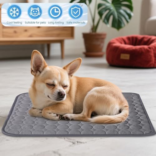 Generisch Große Kühlmatte Hund Katze,Selbstkühlende Hundekühlmatte,Eisseide Kühlmatte für Hunde Katze, Waschbares Hundematte, für Zuhause Unterwegs oder im Auto (Dark Gray 70 * 55cm-L)