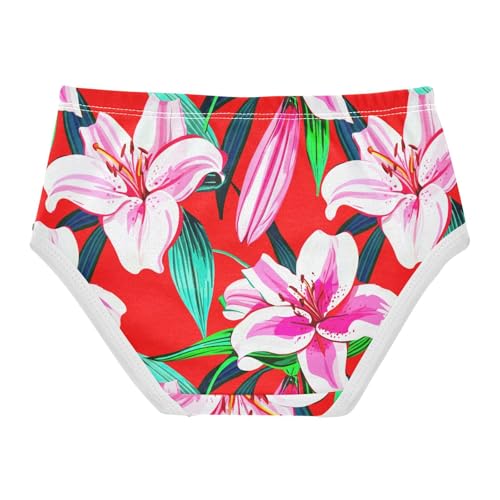 Joisal White Pink Lily Flowers Red Girl Panties Cute Girls Underwear Toddler Cotton Cartoon Undies Kids Briefs 2t2