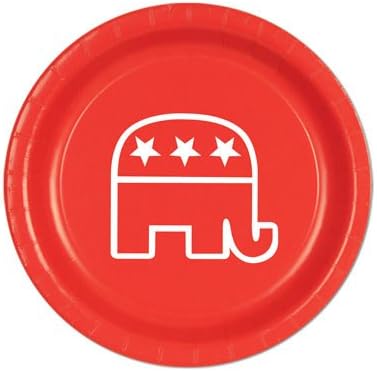 Beistle 9" Patriotic Party Republican Plates, Red - 12 Pack(8/Pkg)