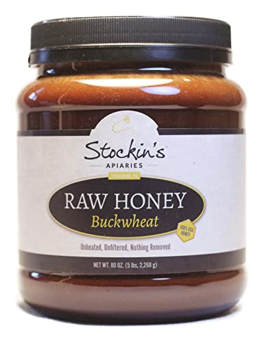 Stockin's Apiaries Raw Buckwheat Honey In Bulk, Unheated, Unfiltered, & Nutritious, 80 Oz. #TOP5