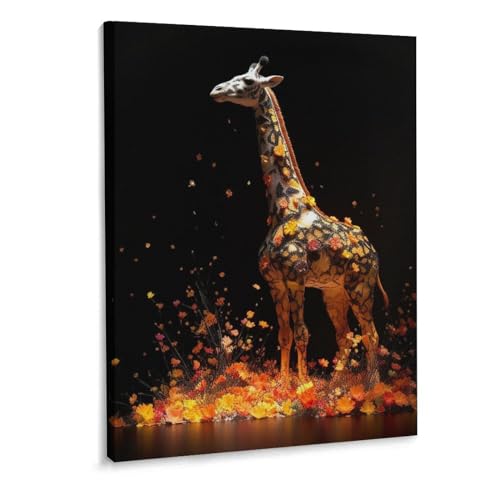 Toile murale girafe colorée SmtSec pour réveiller un mur blanc de salle de bain