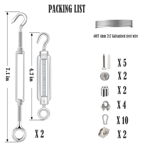 Image of Golf Net Hanging Kit - 40FT Heavy Duty Adjustable Steel Cable, Fits 10 /20 /30 /40FT Sports Nets, Easy Secure Setup (Net Not Included)