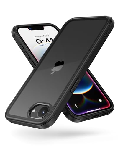 Coque iPhone 16e antichoc 360 MobNano transparente et noire en silicone TPU