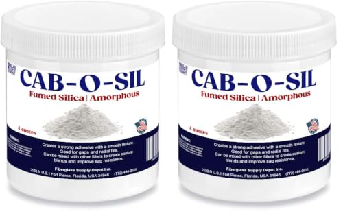 Image of Fiberglass Supply Depot Cabosil Fumed Silica (Quarter Pint Jar) - Resin Thickener for Non-Saggy Putty - Advanced Epoxy Resin Thickener - Professional Thixotropic Agent for Smooth Epoxy (Pack of 2)