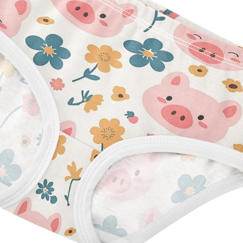 Wusikd Cute Pig Girls' Underwear Cotton Colorful Flowers Girls Briefs Soft Toddler Underwear 2T4