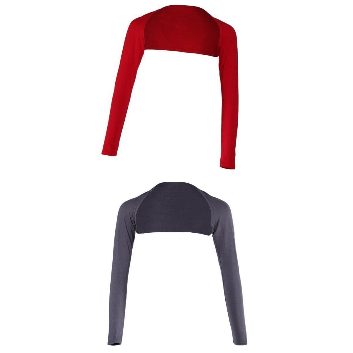 2x Islamic Ramadan Solid One Piece Long Sleeve Modal Full Arm Cover Shrug Red Gray-image-27