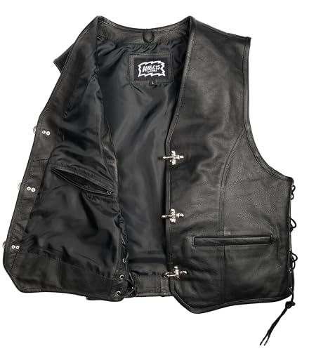 Halle 15 Biker Lederweste mit Schnallen Lederkutte Bikerweste Echtleder H15 Merch ! (XL)