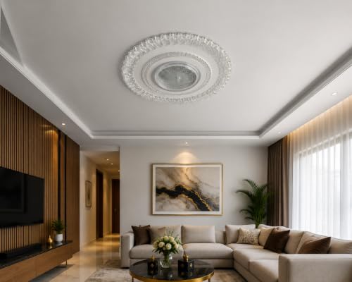 Image of FILLISKA Aluminium Luxurious 3 in 1 Led Ceiling /Wall Chandelier Light with 3 Step Colour Changing Function (Acrylic White-631-3)