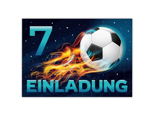 Minkocards 12 Einladungskarten 7. Kindergeburtstag Junge Fussball Einladungen siebte Jungsgeburtstag Fußball