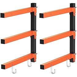 Ronlap Estante de Metal para Almacenamiento de Madera, Estante de Madera para Montaje en Pared 3 Niveles, Capacidad de Carga de 50 kg por Nivel, Uso en Interiores y Exteriores, Naranja, Paquete de 2