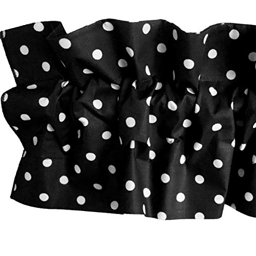 Zen Creative Designs Poly Cotton Small Polka Dots Sleeve Topper Window Valance Top Bottom Ruffle Home Décor Bedroom Nursery Kitchen Window (58