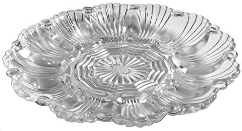 Vintage 50's Clear Glass Deviled Egg Plate, Shell Design Plate