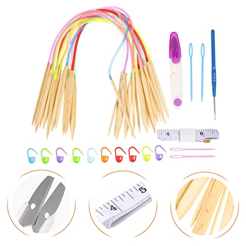 VICASKY 1 Conjunto Agulha De Suéter Ferramenta De Tricô Fio De Crochê Agulhas De Tricô De Madeira Te