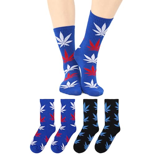 Image of DAZCOS Unisex Maple Leaf Socks Multicolor 2 Pairs for Halloween Christmas Thanksgiving Day