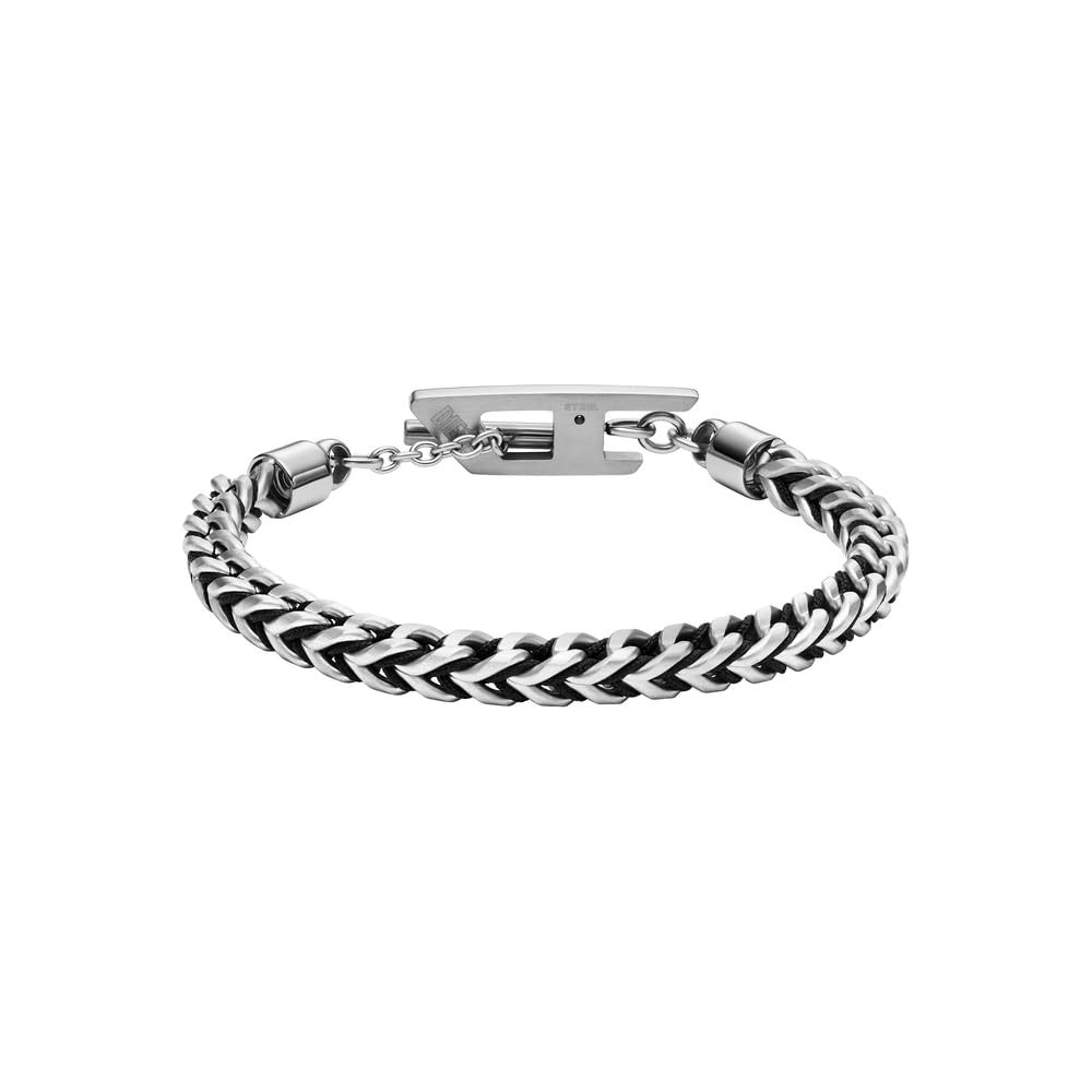 Diesel Bracciale da uomo in acciaio inossidabile con chiusura a levetta