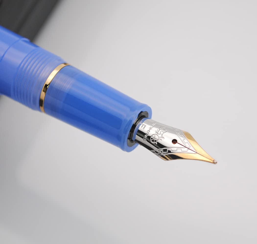 JINHAO 82 Celluloid Fountain Pen Acrylic Ink Pen with Ink Converter (Fine Nib, Gold Clip-Azure Blue) - Image 2