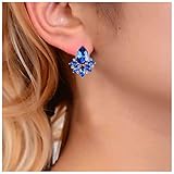 Yheakne Boho Teardrop Sapphire Stud Earrings Blue Crystal Waterdrop Earrings Luxury Wedding Rhinestone Jewelry for Women and Girls
