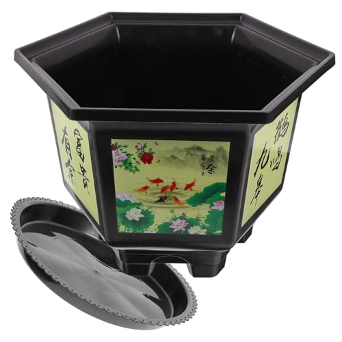 TOYANDONA Macetas De Plástico Hexagonales para Balcón y Bonsái, Juego De 2 Piezas, Diámetro 30 Cm, Color Marrón Café, Jardineras Resistentes para Interiores y Exteriores