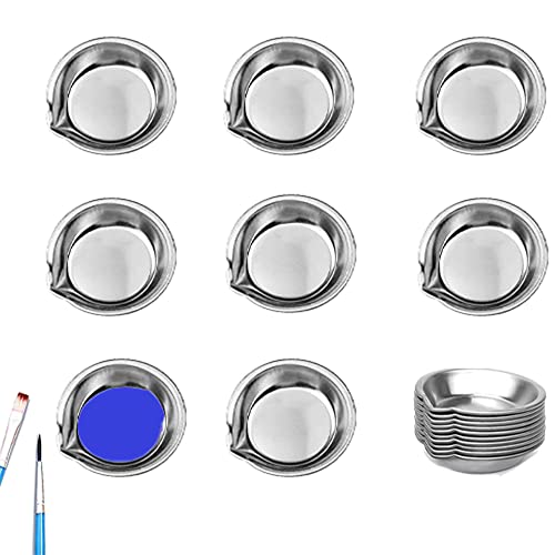 Rifrpha 18 peças paleta aguarela metálica paleta pintura em aço paleta aguarela redonda paleta de mistura de pintura paletas de pintura de metal paletas de pintura para maquilhagem, aguarelas, artista