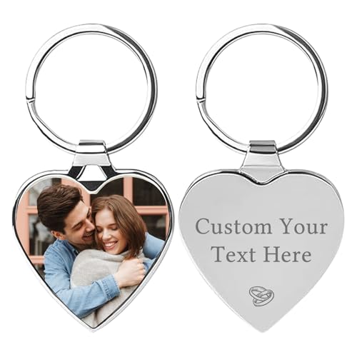 WBW Personalised Photo Keyring with Custom Text, Double-Side