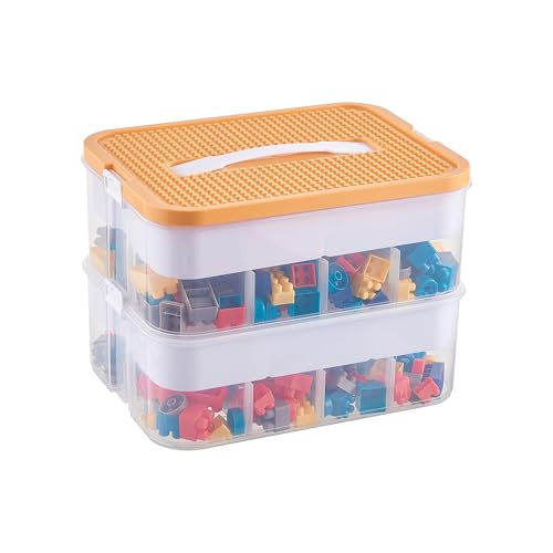 UFORU Plastic Stackable Organizer Storage Case with Building...