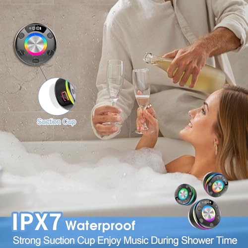 OYIB Bluetooth Shower Speaker, IPX7 Portable Speaker 360° HD Sound, Black - image 6
