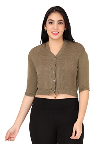 Image of Women Winter Wear V-Neck Half Sleeves Regular Fit Woollen Blouse