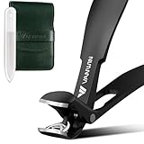 VANWIN Toenail Clippers for Seniors Thick Toenails, Upgrade Angled Head Large Toe Nail Clippers for Men with 15mm Wide Jaw Opening, Sharp Heavy Duty Fingernail Clipper Nail Cutter with Catcher Black