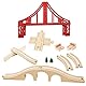 OrgMemory Eisenbahn Set, Hängebrücke, Holzeisenbahn Eisenbahnbrücke, Kreuzung, Stopp Track und Gebogene Gleise Kompatibel mit Anderer Marken