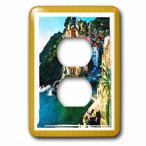 Cache 2 prises Toscane Italie 3dRose plaque de finition murale double