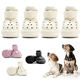 「SENMUUP」犬靴 犬用ブーツ ドッグシューズ 犬用サンダル 春夏用 軽量通気 メッシュ 抗菌防臭 柔らかく快適 履かせやすい 脱げにくい 肉球保護 滑り止め 散歩 雨の日 防水 介護 傷舐め防止 夜間反射テープ付 小&中&大型犬 8サイズ 4個セット (ベージュ, 2#)