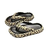 Vertvie Unisex Badeschuhe Damen Herren Flip Flops Weich rutschfest Badeschlappen Wolken Slippers Hausschuhe Zehentrenner Slides Sandalen Wolken Badelatschen Slippers (Schwarz Leopard, 39/40 EU)
