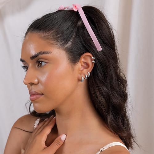 Small Hoop Earrings for Women - Dainty Silver Earring Trendy 925 Silver Plated Hypoallergenic Huggie Hoops Earrings Set for Women No Tarnish Jewelry Gift
