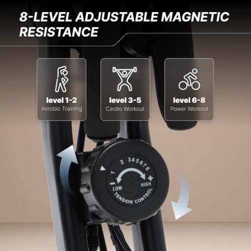 Image of Cult X-Bike with Table | Sturdy & Stable Design | Foldable Exercise Bike for Home | 8-Level Magnetic Resistance | Adjustable Seat & Handle | LCD Display | Laptop & Tablet Desk | 120 kg Capacity