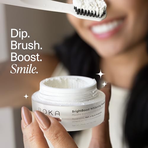 Image of Boka Teeth Whitening Powder - Nano Hydroxyapatite, Appropriate for Sensitive Teeth, Whitening - Toothpaste Alternative with Essential Oils, Has Probiotics, Multivitamins & Aloe (Pack of 2)