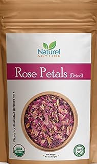 Naturel Anytime Dried Rose Petals 50g - Edible & Organic Real Flower Dry Red Rose Petals for Face Mask, Bath, Spa, Cooking, Decoration - Wedding Confetti Home Fragrance DIY Craft Accessories