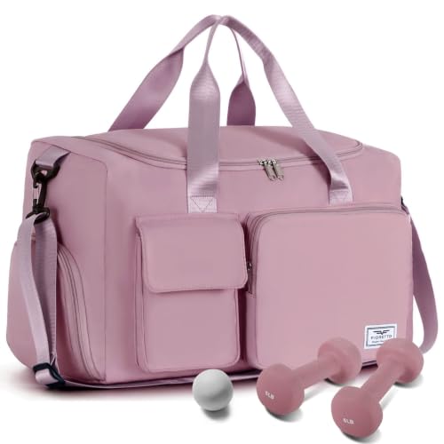 Image of FIORETTO Women's Gym Duffle Bag with Shoes Compartment, 30L Capacity, Ideal for Travel, Gym, Sports, Duffel, Weekender