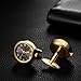 OIDEA Watch Cufflinks for Men: Fashion Round Analog Quartz Real Working Watch Cufflinks Pair Business Dress Roman Numerals Watch Cuff Links Gift for Him, Gold Case Black Dial