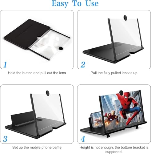SagTuol Bildschirmlupe 20 Zoll, Bildschirmlupe für Smartphones 3D HD, Faltbarer Handy bildschirmlupe zum Ansehen von Filmen und Videos