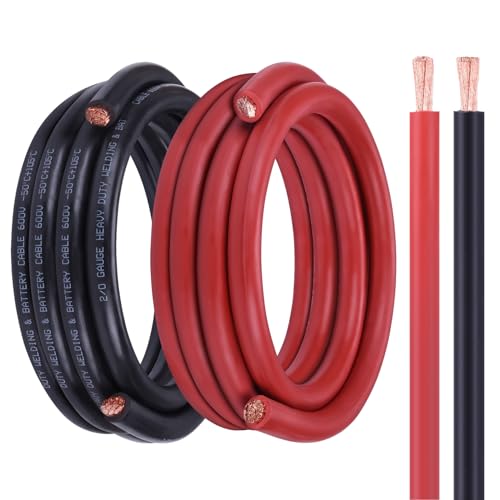 Image of Geosiry 2/0 Battery Cable, 15FT Red + 15FT Black 2/0 Welding Cable, Stranded Oxygen-Free Pure Copper Wire for Automotive, Battery, Solar, Marine and Generator