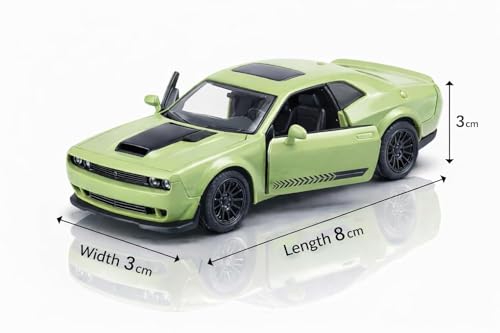 Image of 1:64 Scale Dodge Challenger Die-Cast Metal Pull Back Car Model with Openable Doors, Alloy Mini Toy Car for Kids, Multicolor (As per Availability)